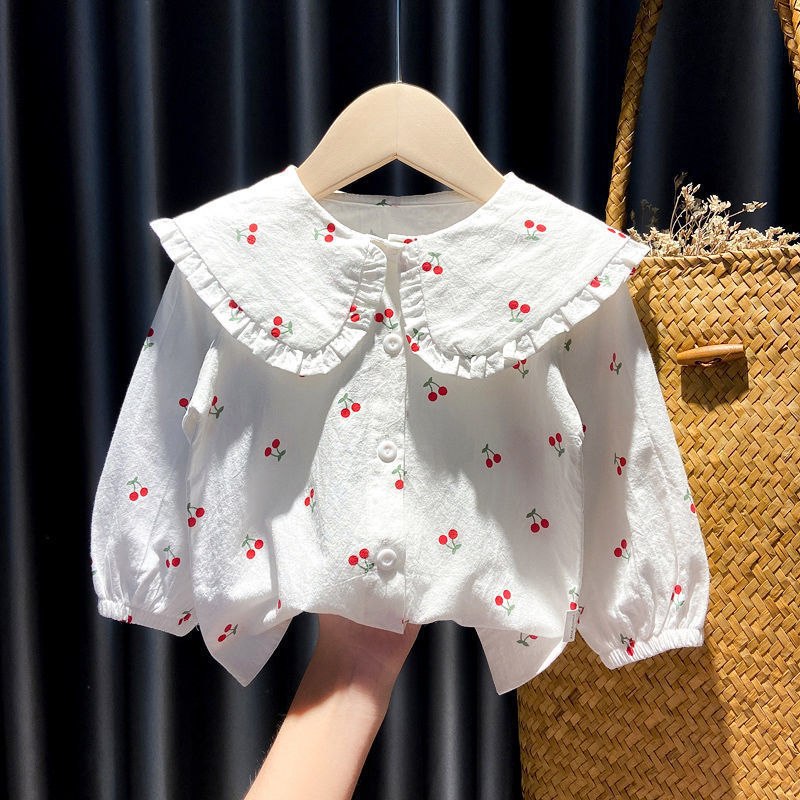 Girls Shirts Autumn Baby Print Long-sleeved Blouse Doll Shirts Spring and Autumn Clothes Baby Girls Blouse Girl Tops